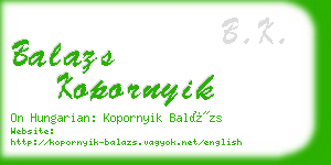 balazs kopornyik business card